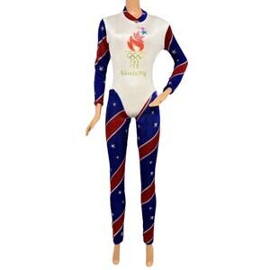 Vintage 90s Barbie Olympic Gymnast 1996 Atlanta Games Leotard Bodysuit #15123